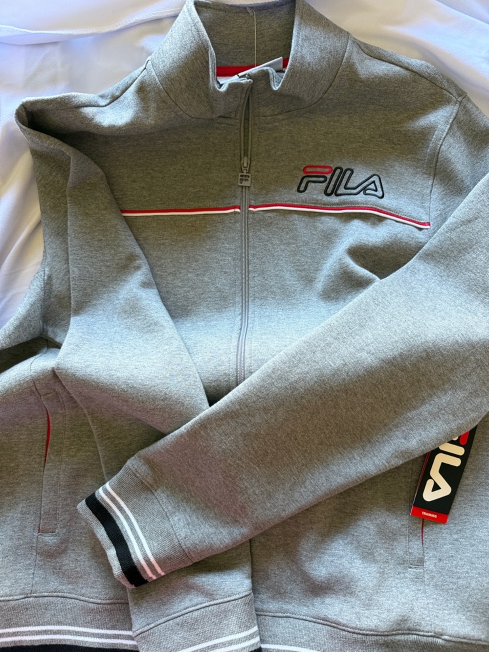 Fila Gray Track Jacket with Red & Black Accents